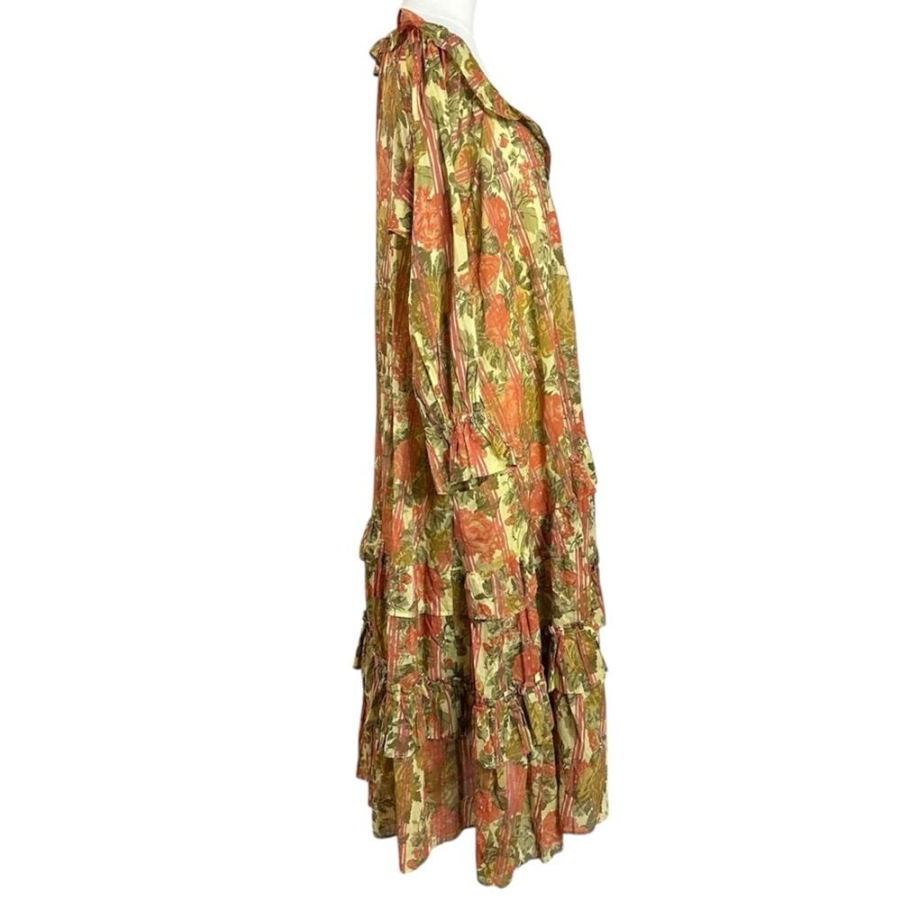 Free People Garden Wonders Maxi Dress Retro 70s Bohemian Floral Size XL - Picture 8 of 14